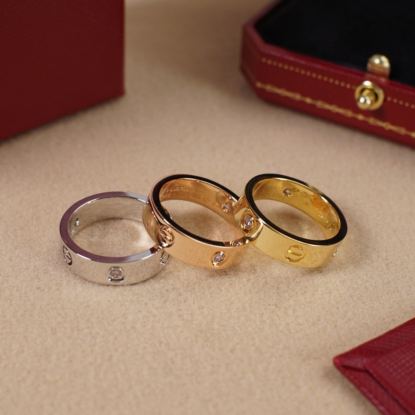 [Lumi Jewelry]LOVE 5.5MM 3 DIAMOND RING