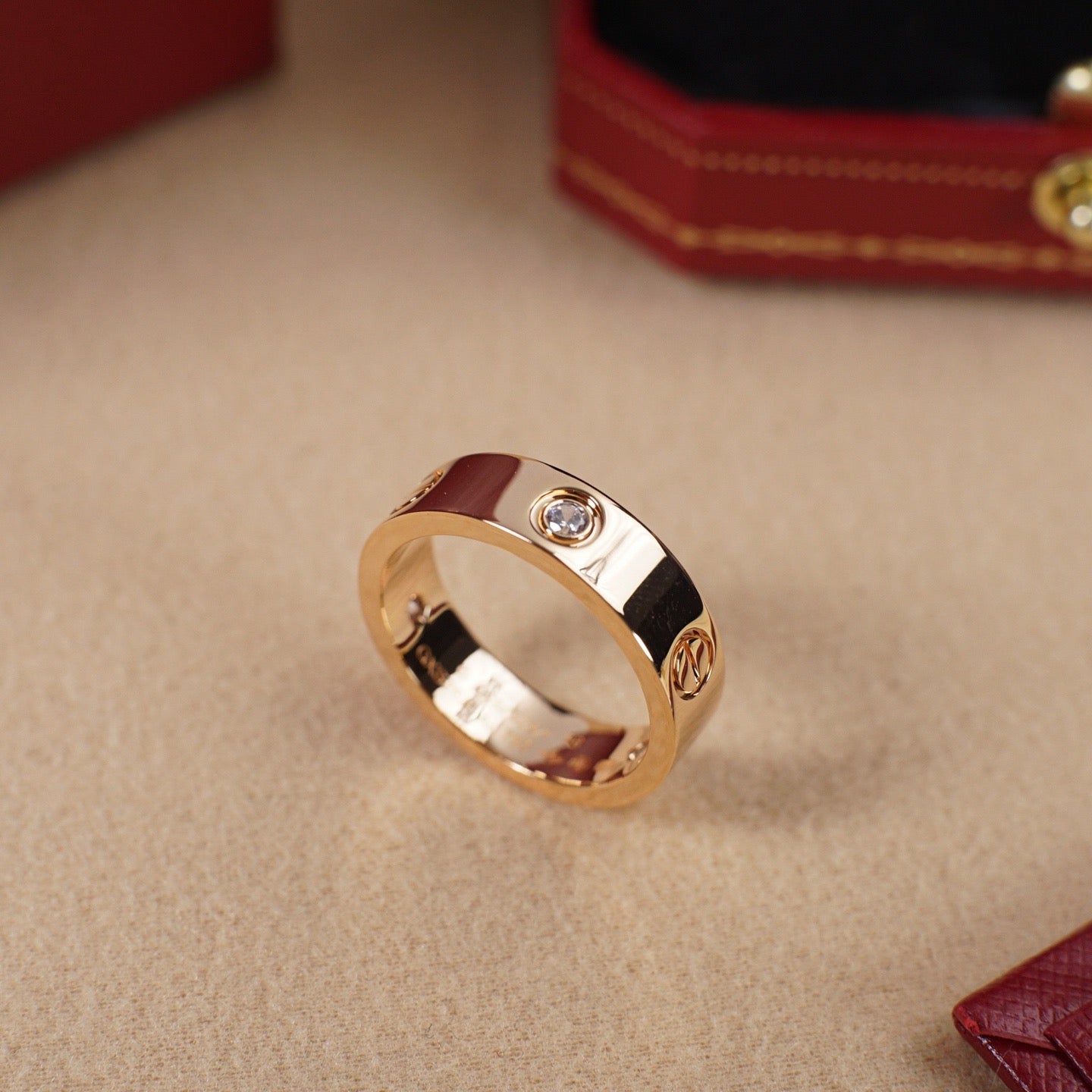[Lumi Jewelry]LOVE 5.5MM 3 DIAMOND RING