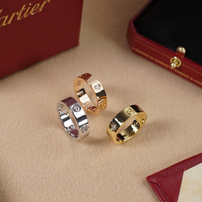 [Lumi Jewelry]LOVE 5.5MM 3 DIAMOND RING