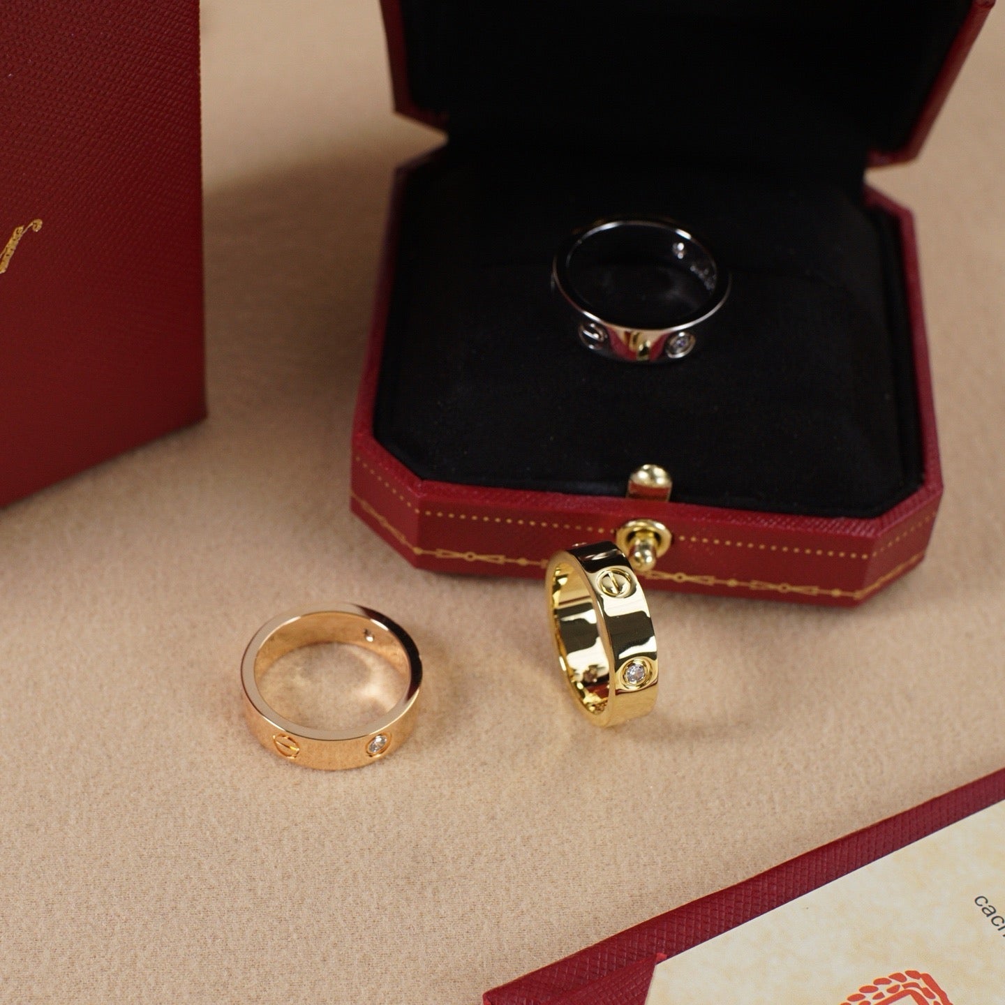 [Lumi Jewelry]LOVE 5.5MM 3 DIAMOND RING