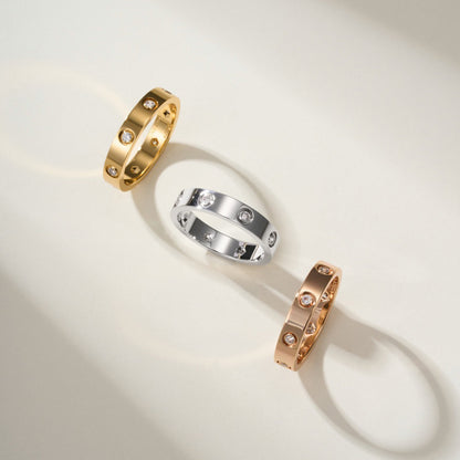 [Lumi Jewelry]LOVE 4MM 8 DIAMOND RING
