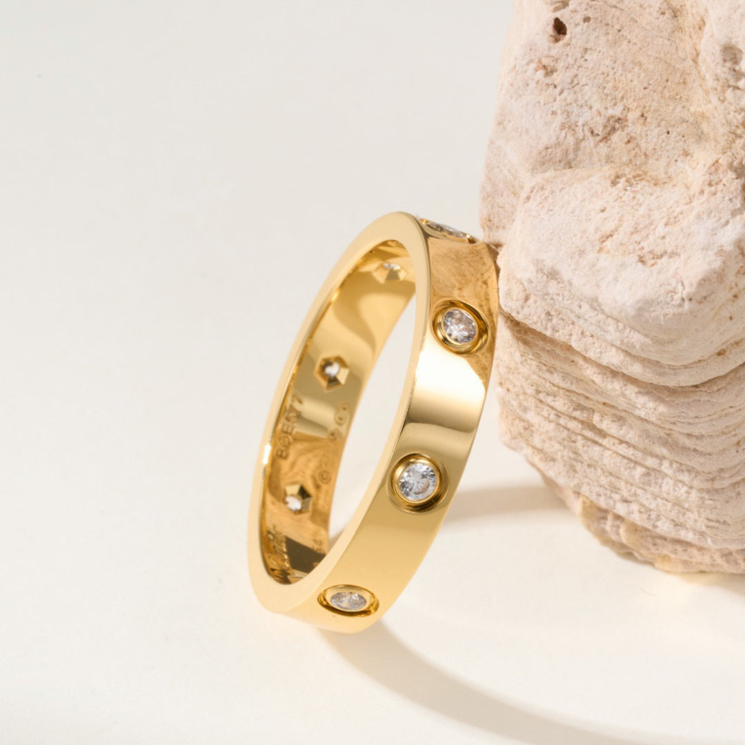 [Lumi Jewelry]LOVE 4MM 8 DIAMOND RING