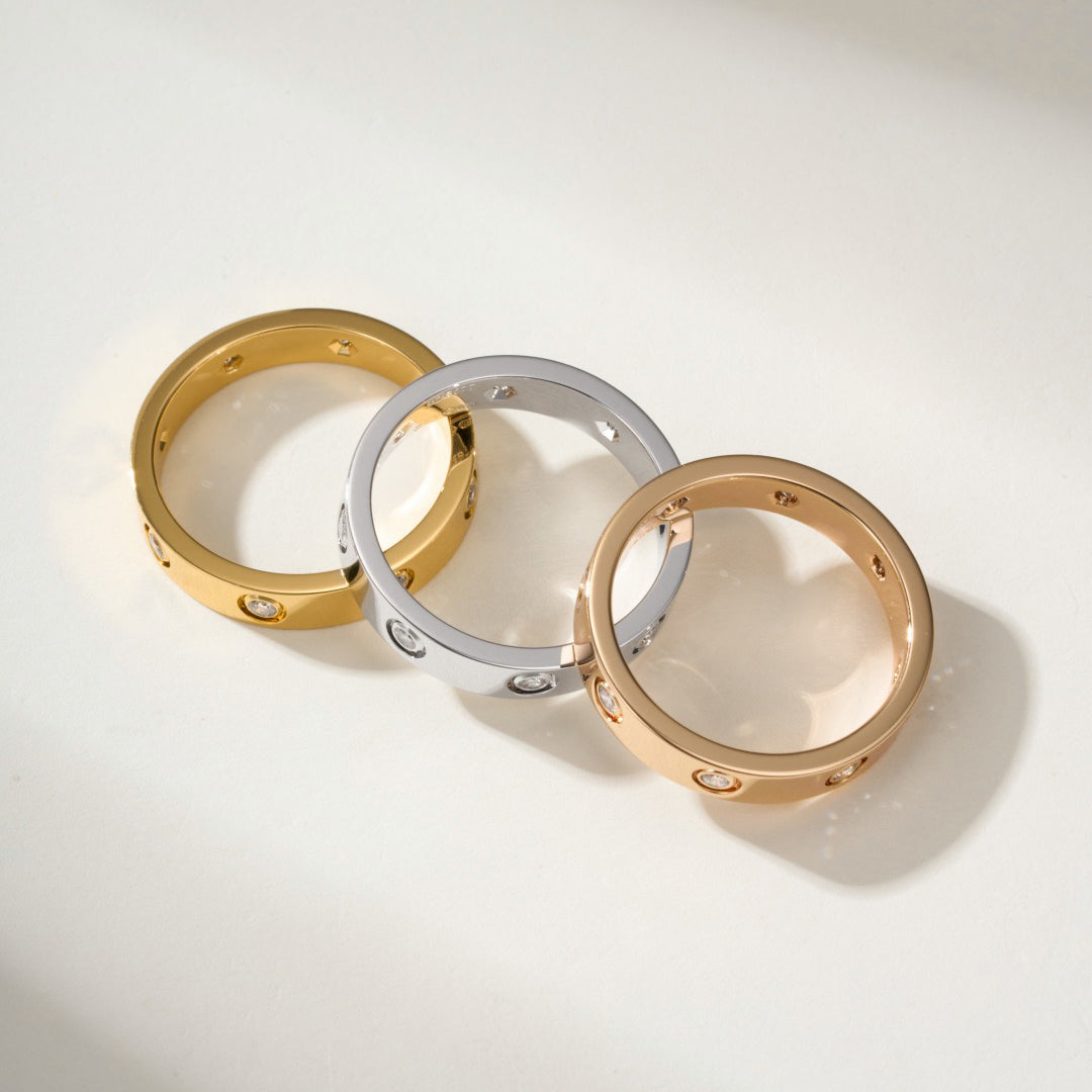 [Lumi Jewelry]LOVE 4MM 8 DIAMOND RING