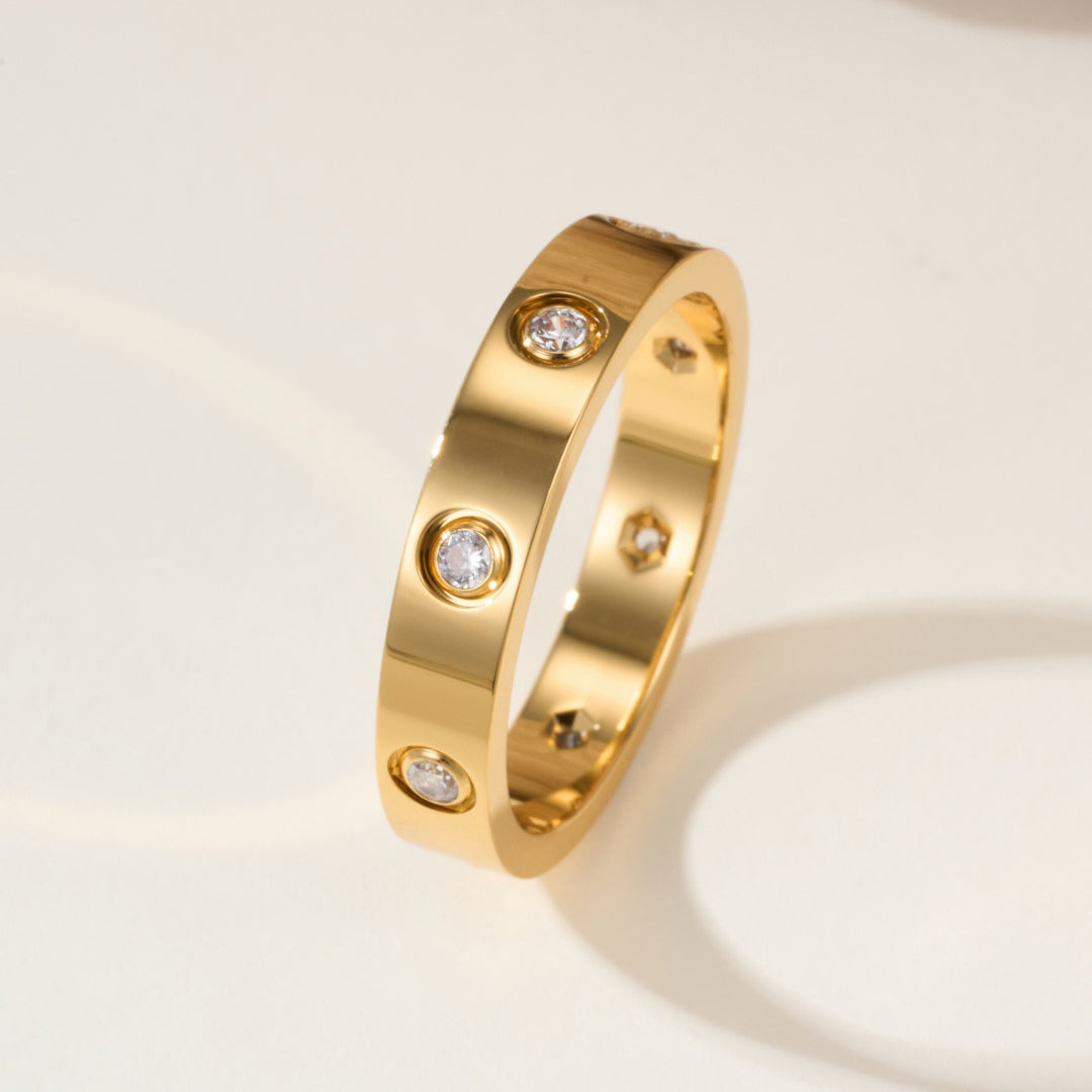 [Lumi Jewelry]LOVE 4MM 8 DIAMOND RING