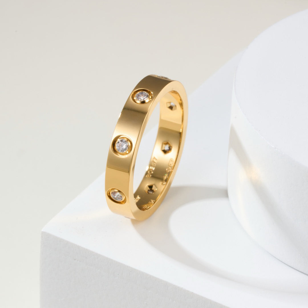 [Lumi Jewelry]LOVE 4MM 8 DIAMOND RING