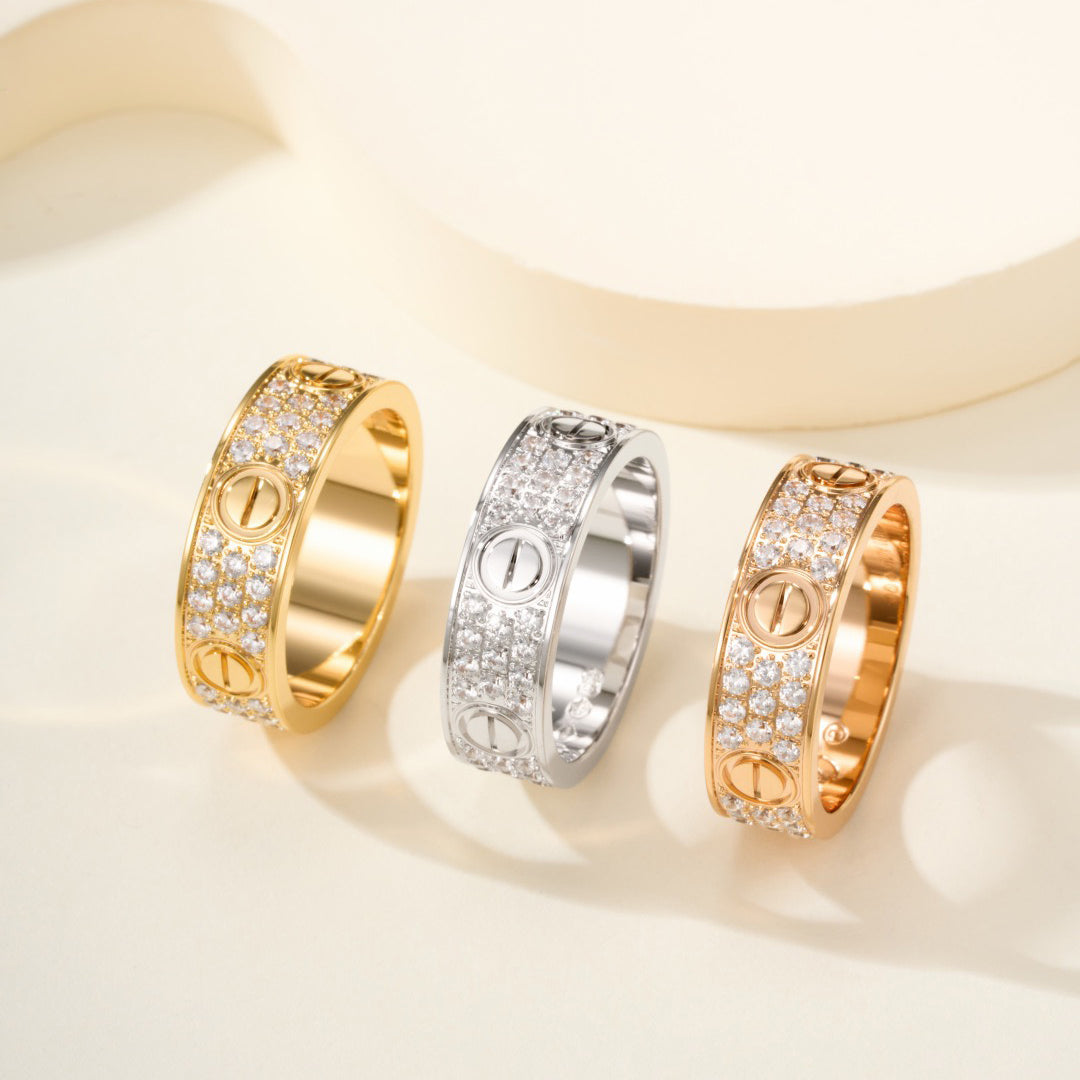 [Lumi Jewelry]LOVE RING 5.5MM DIAMONDS PAVED