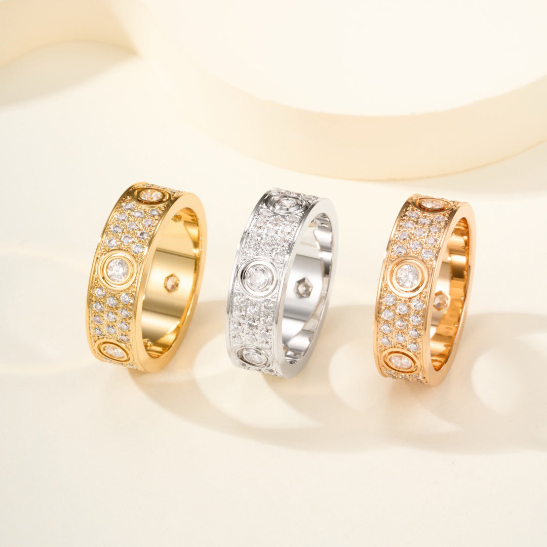 [Lumi Jewelry]LOVE 5.5MM FULL-PAVE 6-DIAMOND RING