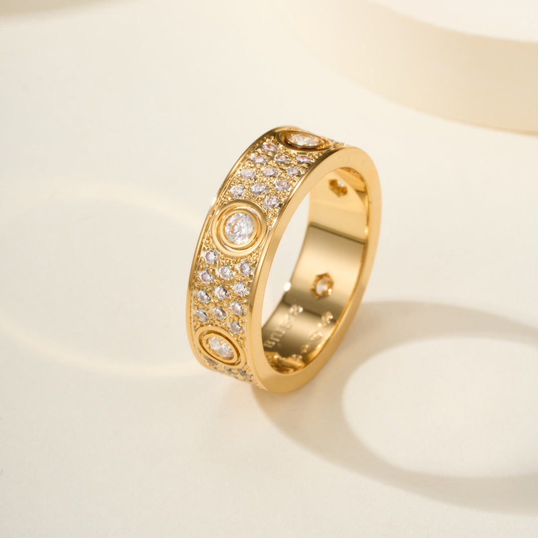 [Lumi Jewelry]LOVE 5.5MM FULL-PAVE 6-DIAMOND RING
