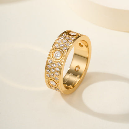 [Lumi Jewelry]LOVE 5.5MM FULL-PAVE 6-DIAMOND RING