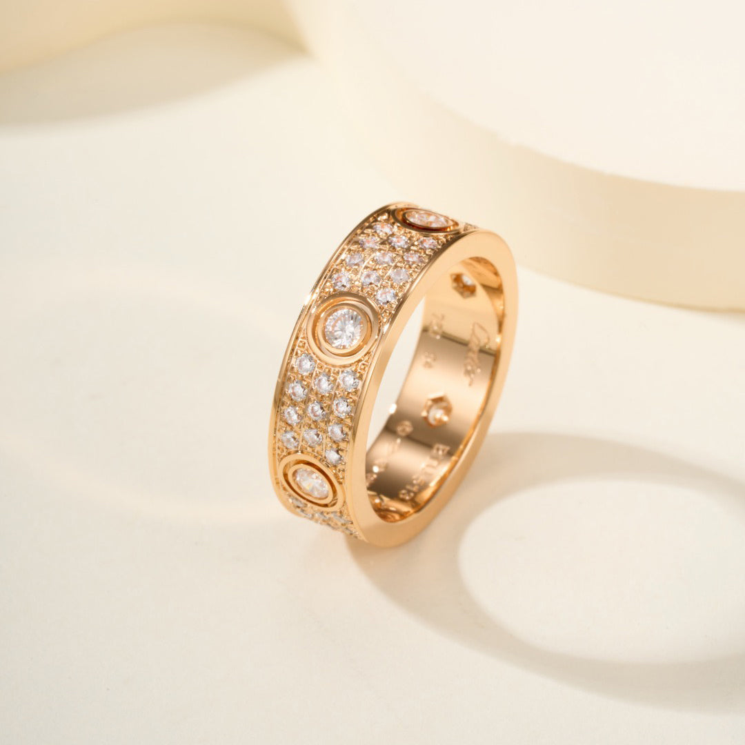 [Lumi Jewelry]LOVE 5.5MM FULL-PAVE 6-DIAMOND RING