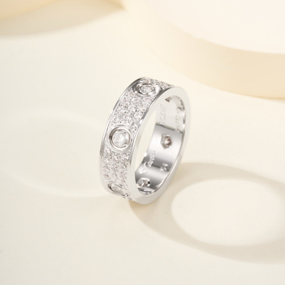 [Lumi Jewelry]LOVE 5.5MM FULL-PAVE 6-DIAMOND RING