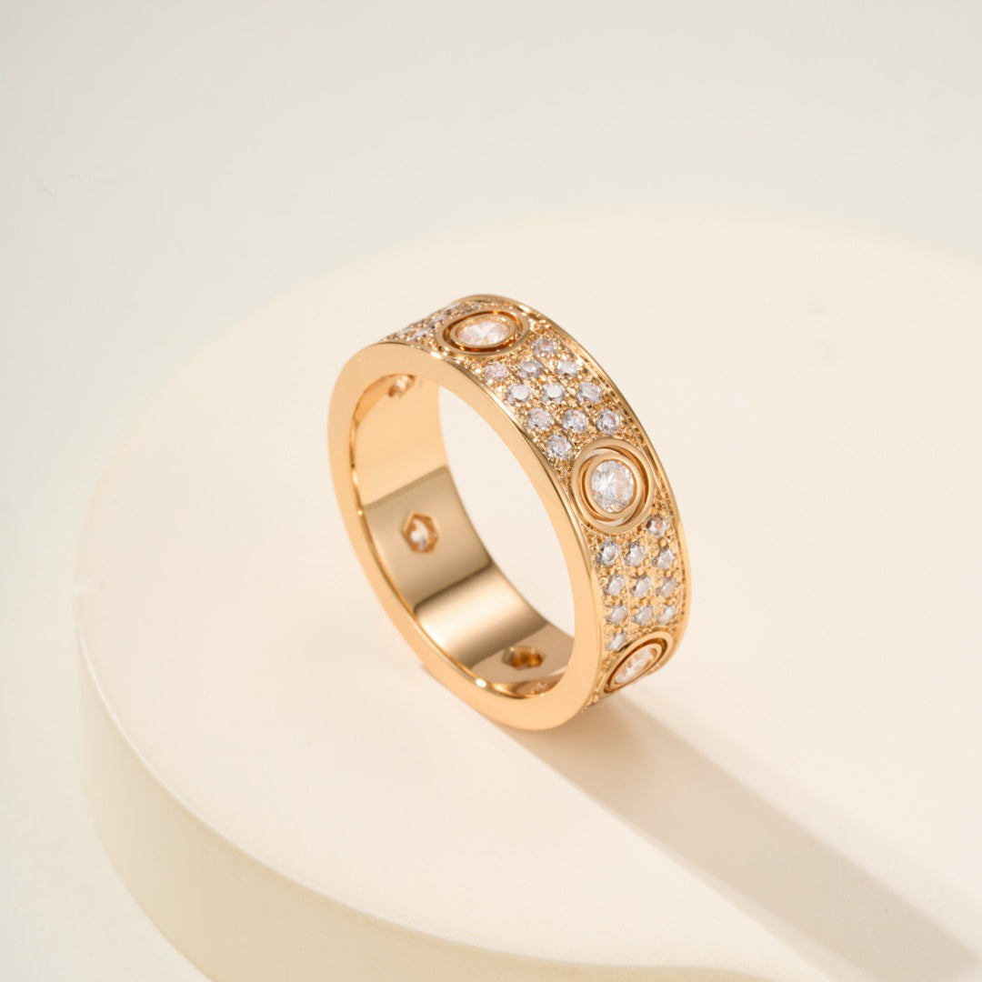 [Lumi Jewelry]LOVE 5.5MM FULL-PAVE 6-DIAMOND RING