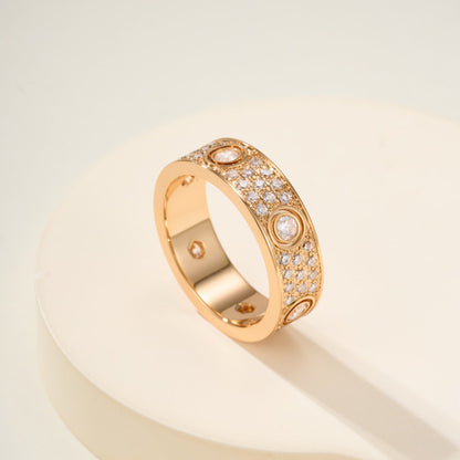 [Lumi Jewelry]LOVE 5.5MM FULL-PAVE 6-DIAMOND RING