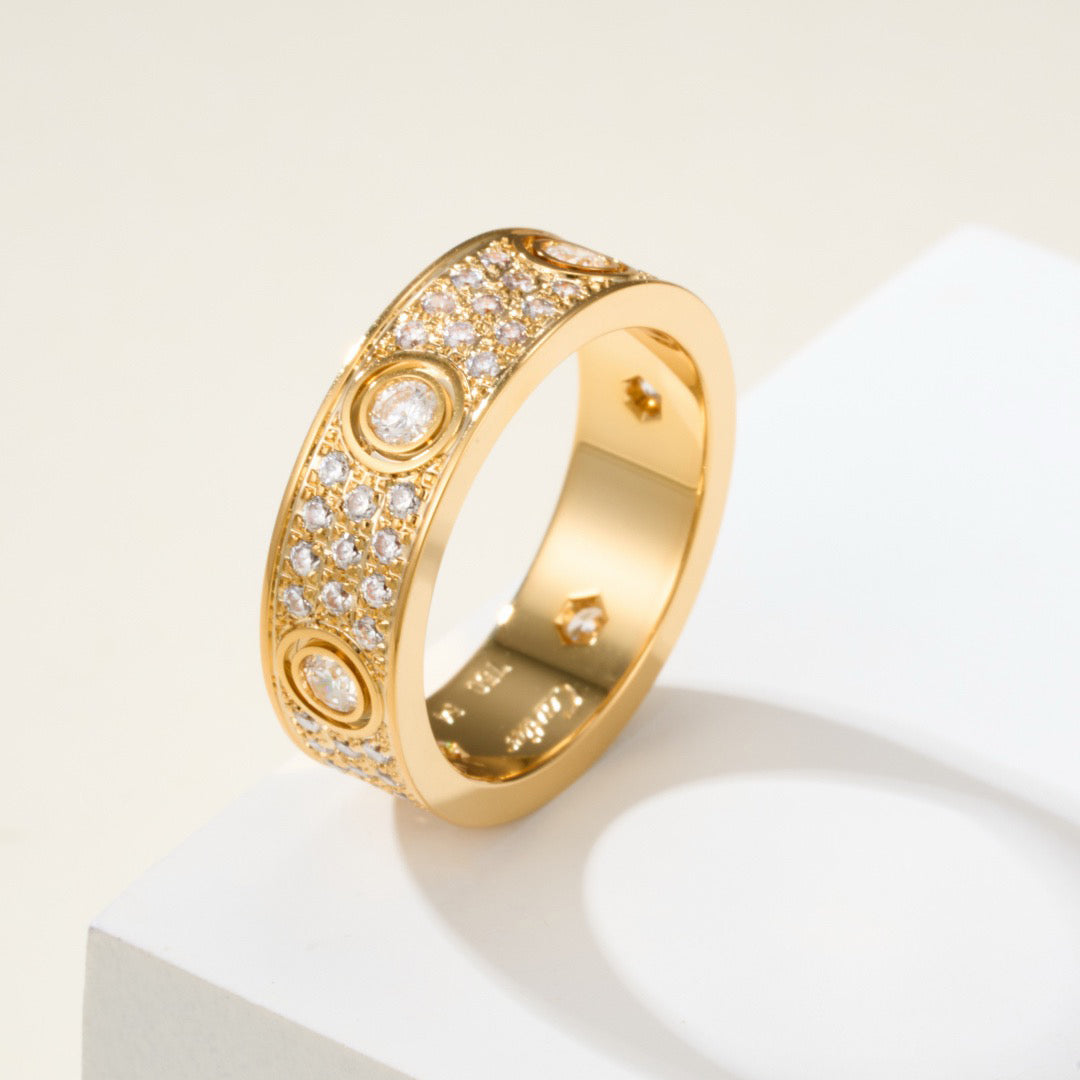 [Lumi Jewelry]LOVE 5.5MM FULL-PAVE 6-DIAMOND RING