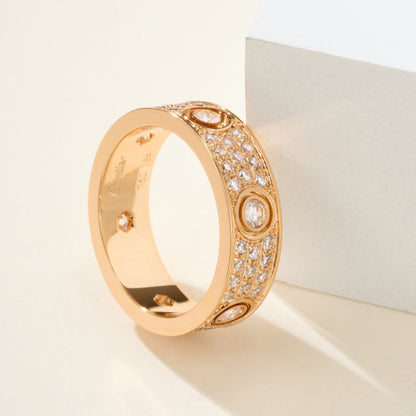 [Lumi Jewelry]LOVE 5.5MM FULL-PAVE 6-DIAMOND RING