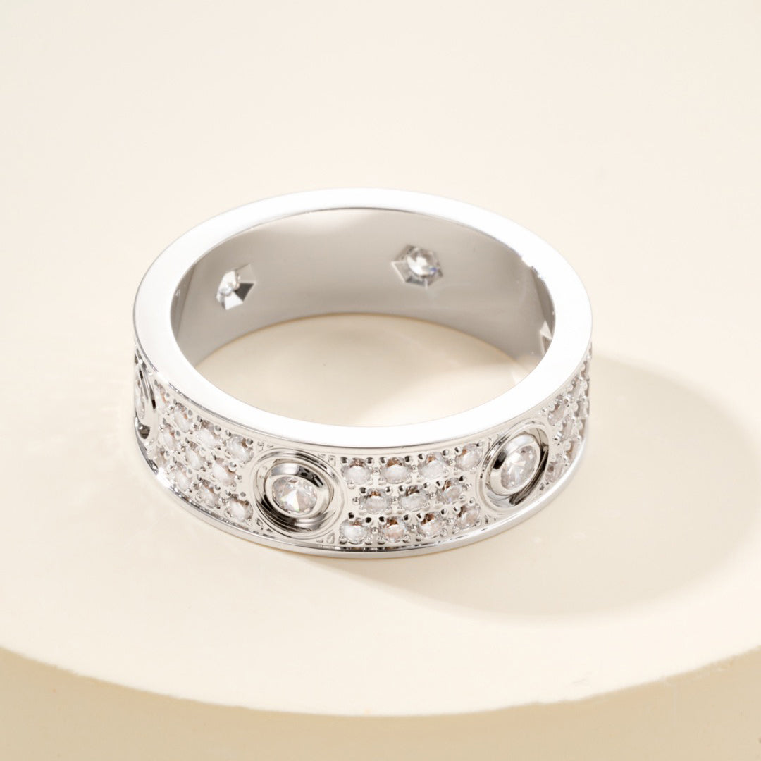 [Lumi Jewelry]LOVE 5.5MM FULL-PAVE 6-DIAMOND RING