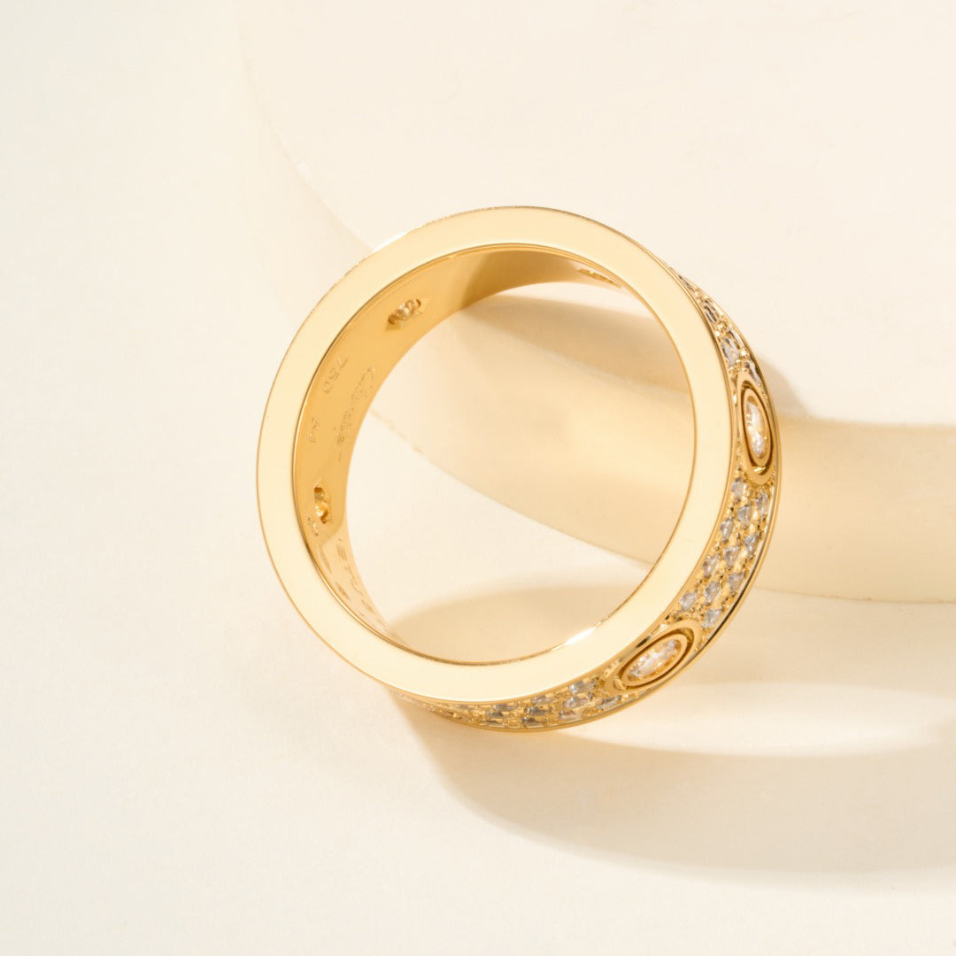[Lumi Jewelry]LOVE 5.5MM FULL-PAVE 6-DIAMOND RING