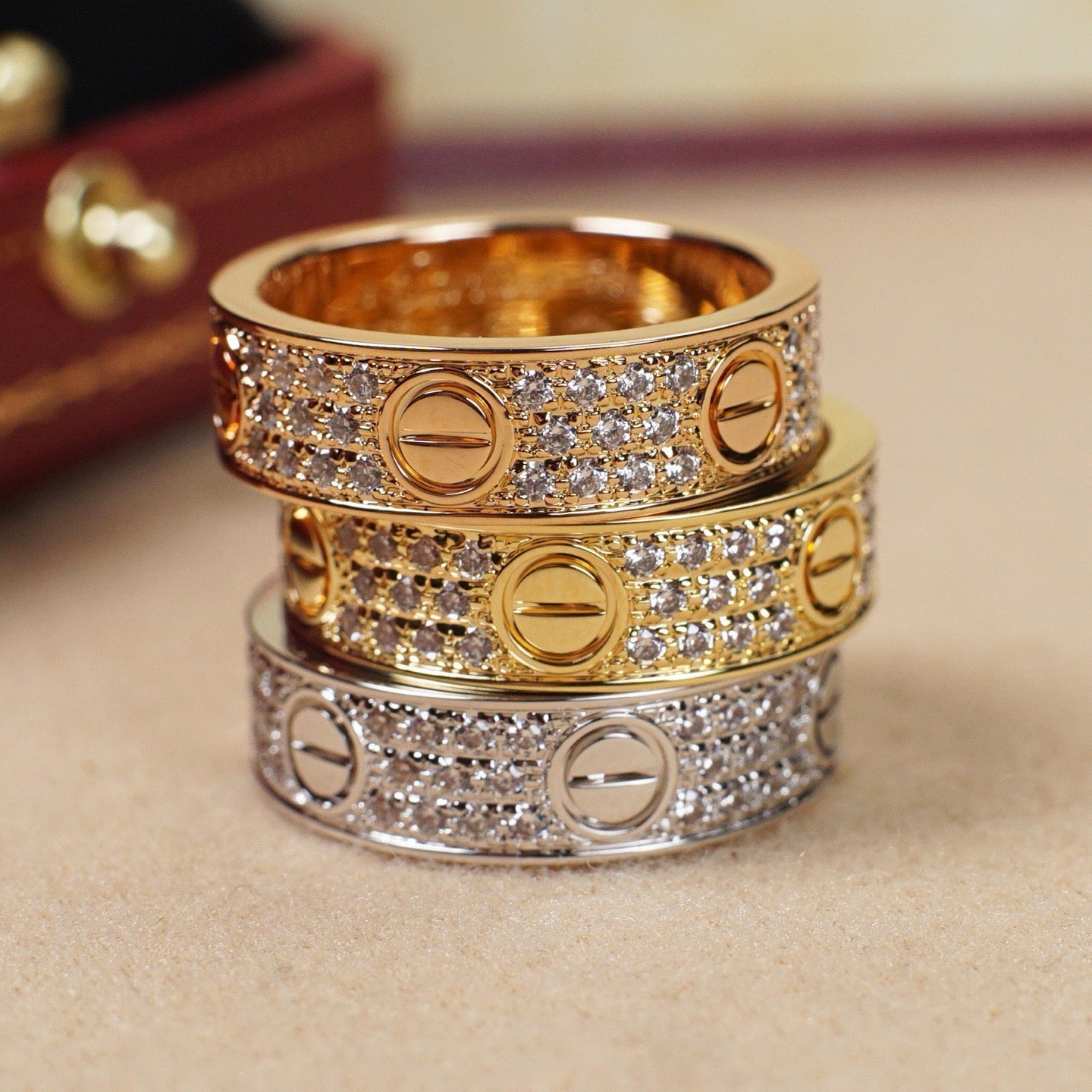 [Lumi Jewelry]LOVE RING 5.5MM DIAMONDS PAVED