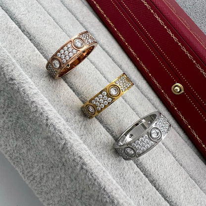 [Lumi Jewelry]LOVE 5.5MM FULL-PAVE 6-DIAMOND RING