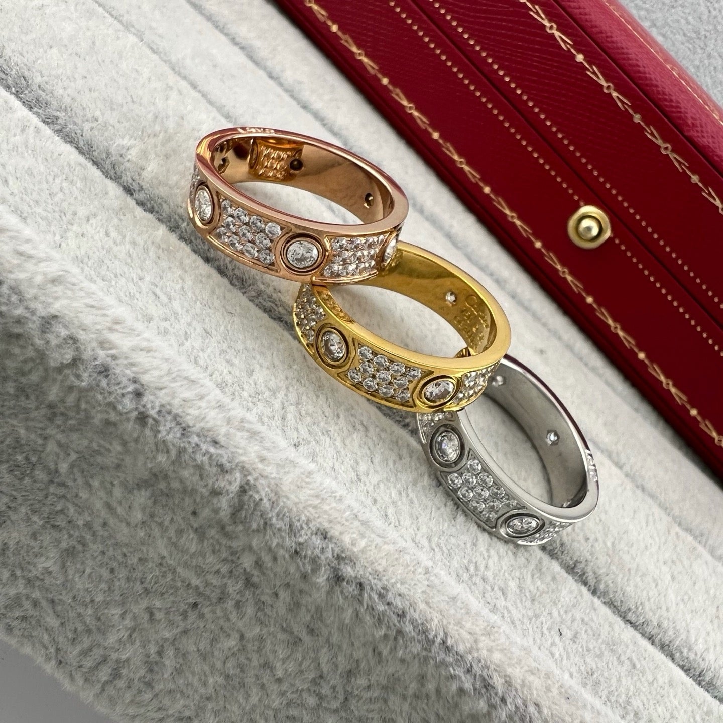 [Lumi Jewelry]LOVE 5.5MM FULL-PAVE 6-DIAMOND RING
