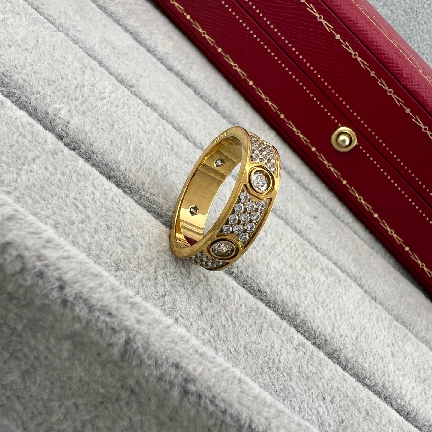 [Lumi Jewelry]LOVE 5.5MM FULL-PAVE 6-DIAMOND RING