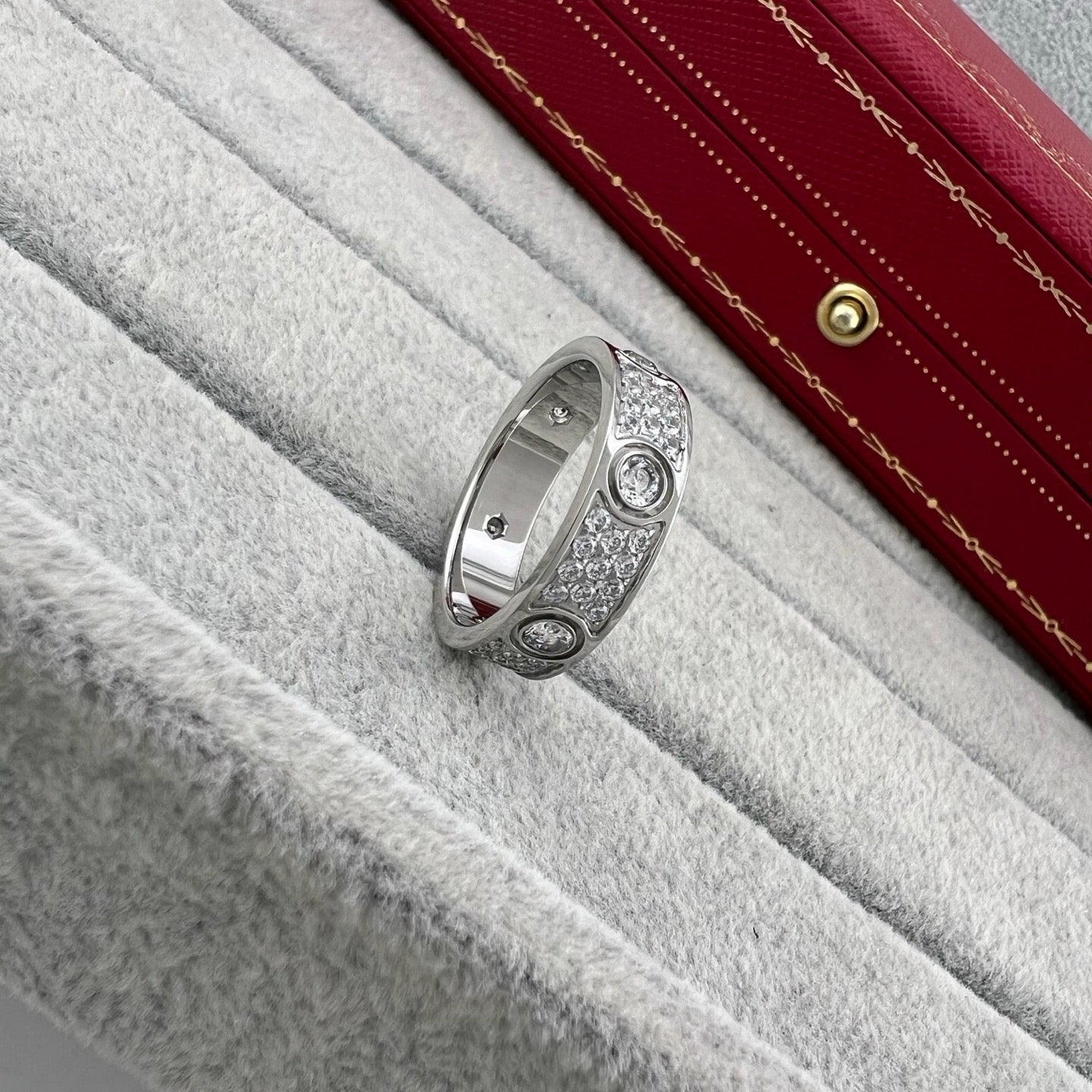 [Lumi Jewelry]LOVE 5.5MM FULL-PAVE 6-DIAMOND RING
