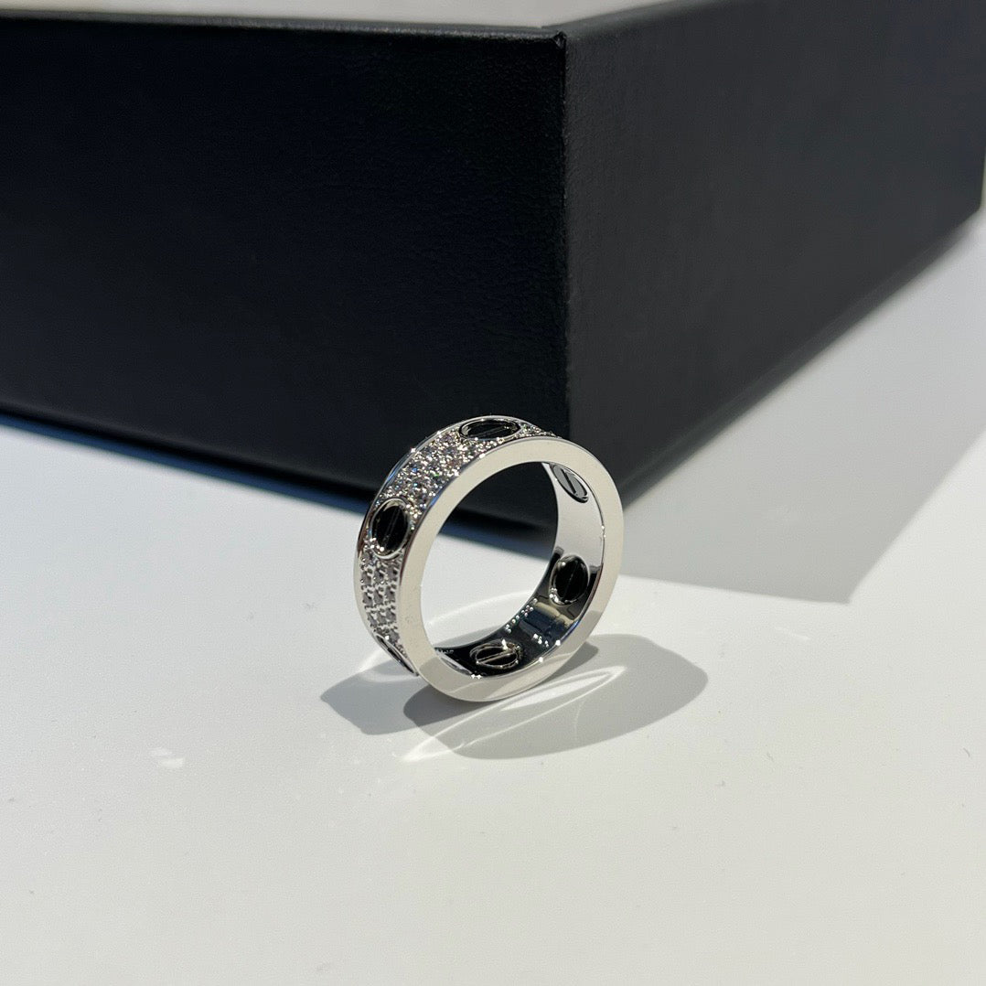 [Lumi Jewelry]LOVE RING 5.5MM DIAMONDS PAVED CERAMIC