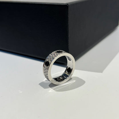 [Lumi Jewelry]LOVE RING 5.5MM DIAMONDS PAVED CERAMIC