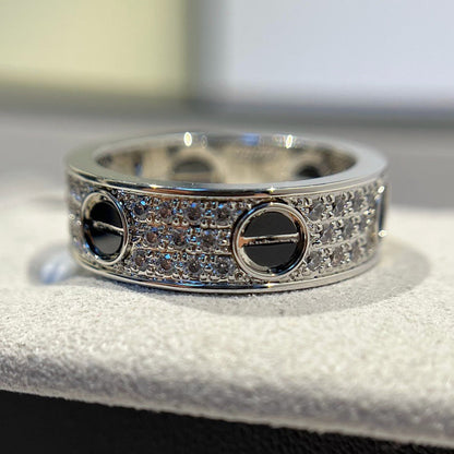 [Lumi Jewelry]LOVE RING 5.5MM DIAMONDS PAVED CERAMIC