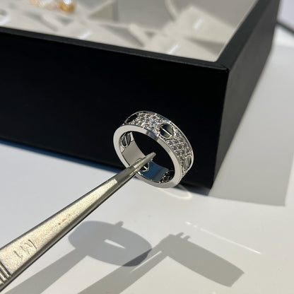 [Lumi Jewelry]LOVE RING 5.5MM DIAMONDS PAVED CERAMIC