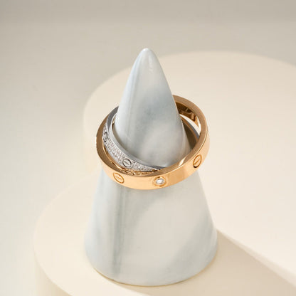 [Lumi Jewelry]LOVE PINK GOLD SILVER DIAMOND DOUBLE RING