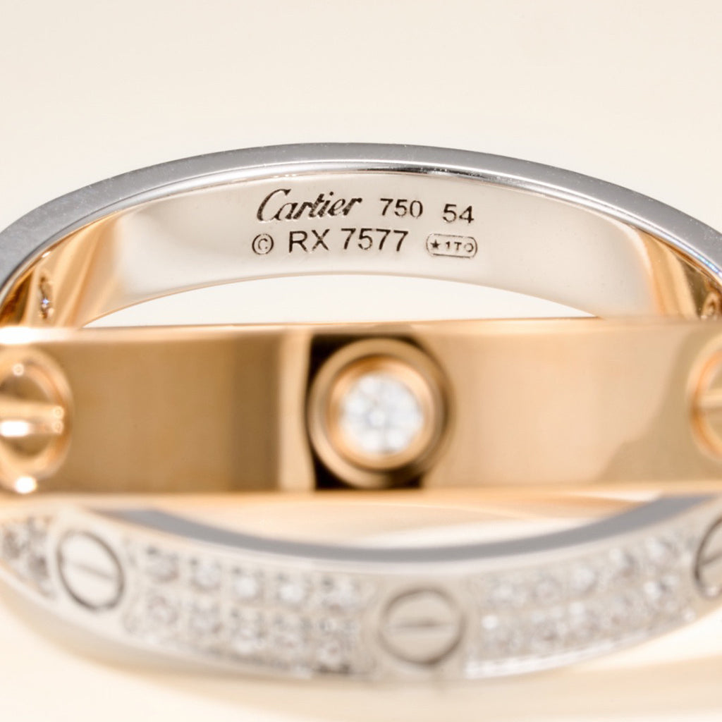 [Lumi Jewelry]LOVE PINK GOLD SILVER DIAMOND DOUBLE RING