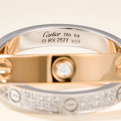 [Lumi Jewelry]LOVE PINK GOLD SILVER DIAMOND DOUBLE RING