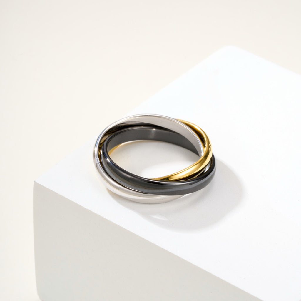 [Lumi Jewelry]TRINITY 3.2MM RING BLACK CERAMIC