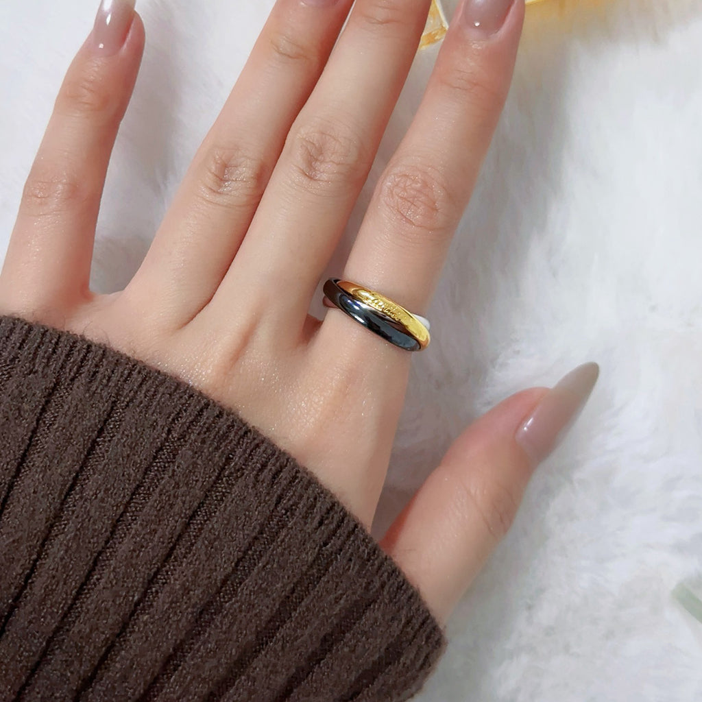 [Lumi Jewelry]TRINITY 3.2MM RING BLACK CERAMIC