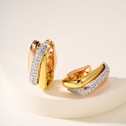[Lumi Jewelry]TRINITY HALF DIAMOND  CUSHION EARRINGS