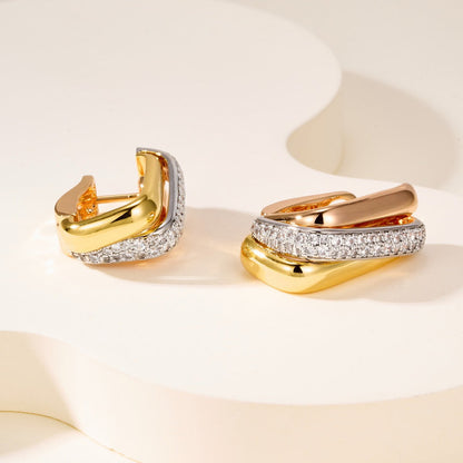 [Lumi Jewelry]TRINITY HALF DIAMOND  CUSHION EARRINGS