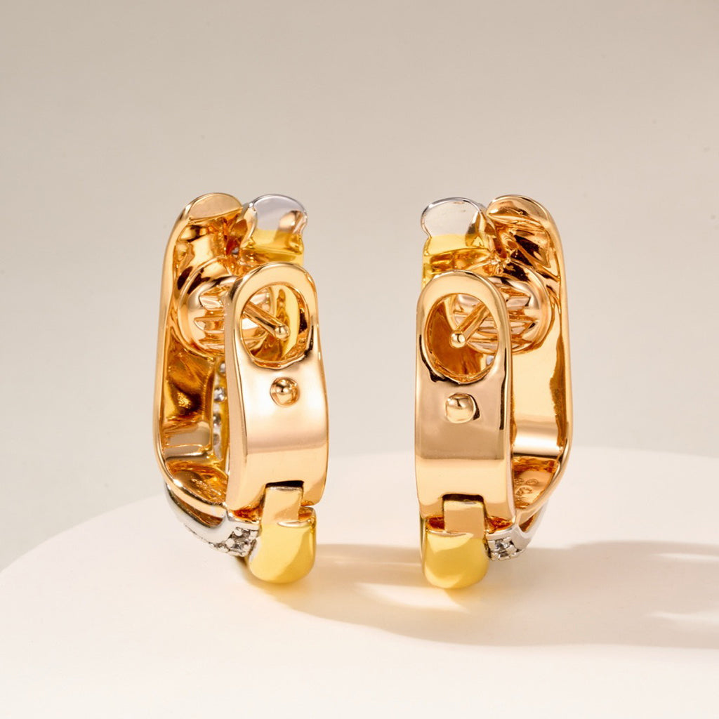 [Lumi Jewelry]TRINITY HALF DIAMOND  CUSHION EARRINGS