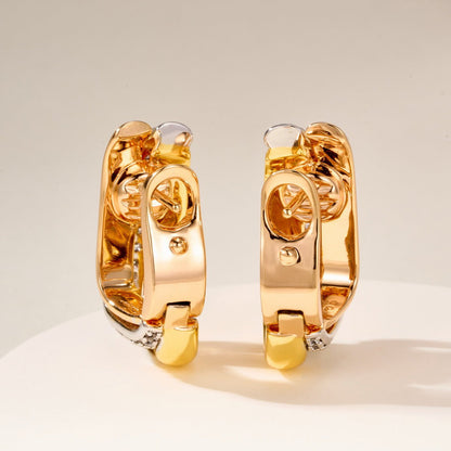 [Lumi Jewelry]TRINITY HALF DIAMOND  CUSHION EARRINGS