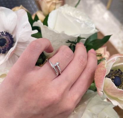 [Lumi Jewelry]JUSTE 1.8MM HALF DIAMOND RING