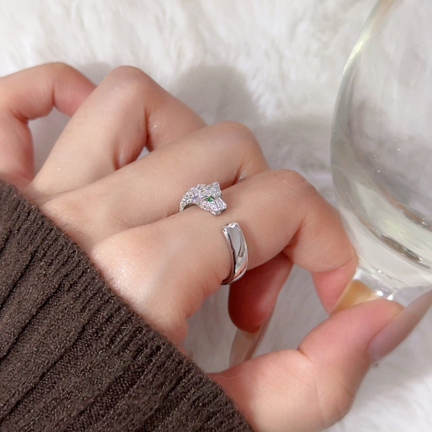 [Lumi Jewelry]PANTHERE HALF DIAMOND SMALL RING