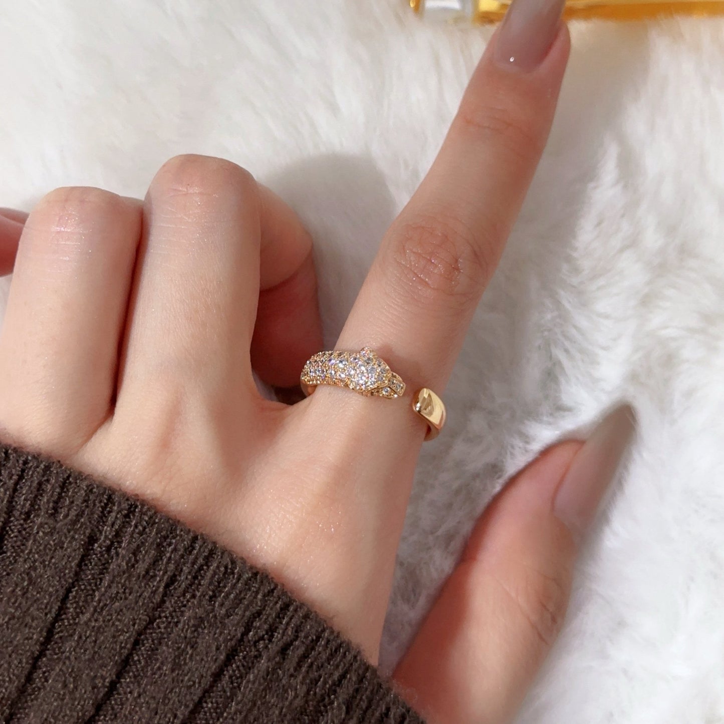 [Lumi Jewelry]PANTHERE HALF DIAMOND SMALL RING