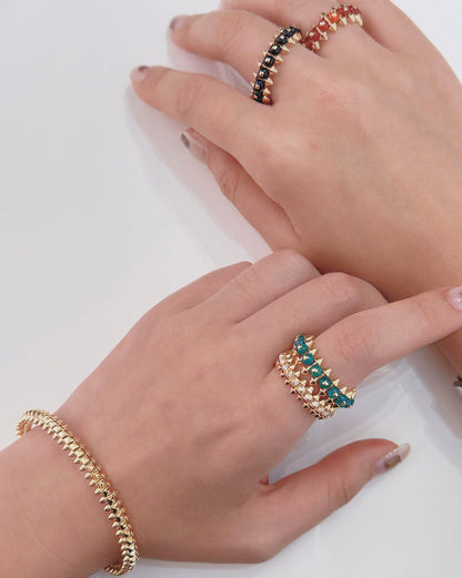 [Lumi Jewelry]CLASH 7.9MM AGATE CHALCEDONY RING