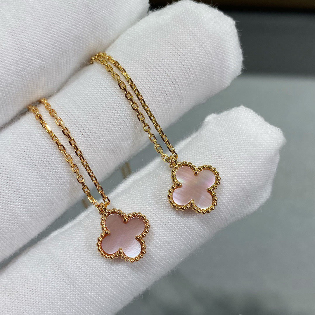 [Lumi Jewelry]CLOVER 15MM PINK MOTHER-OF-PEARL SINGLE FLOWER NECKLACE