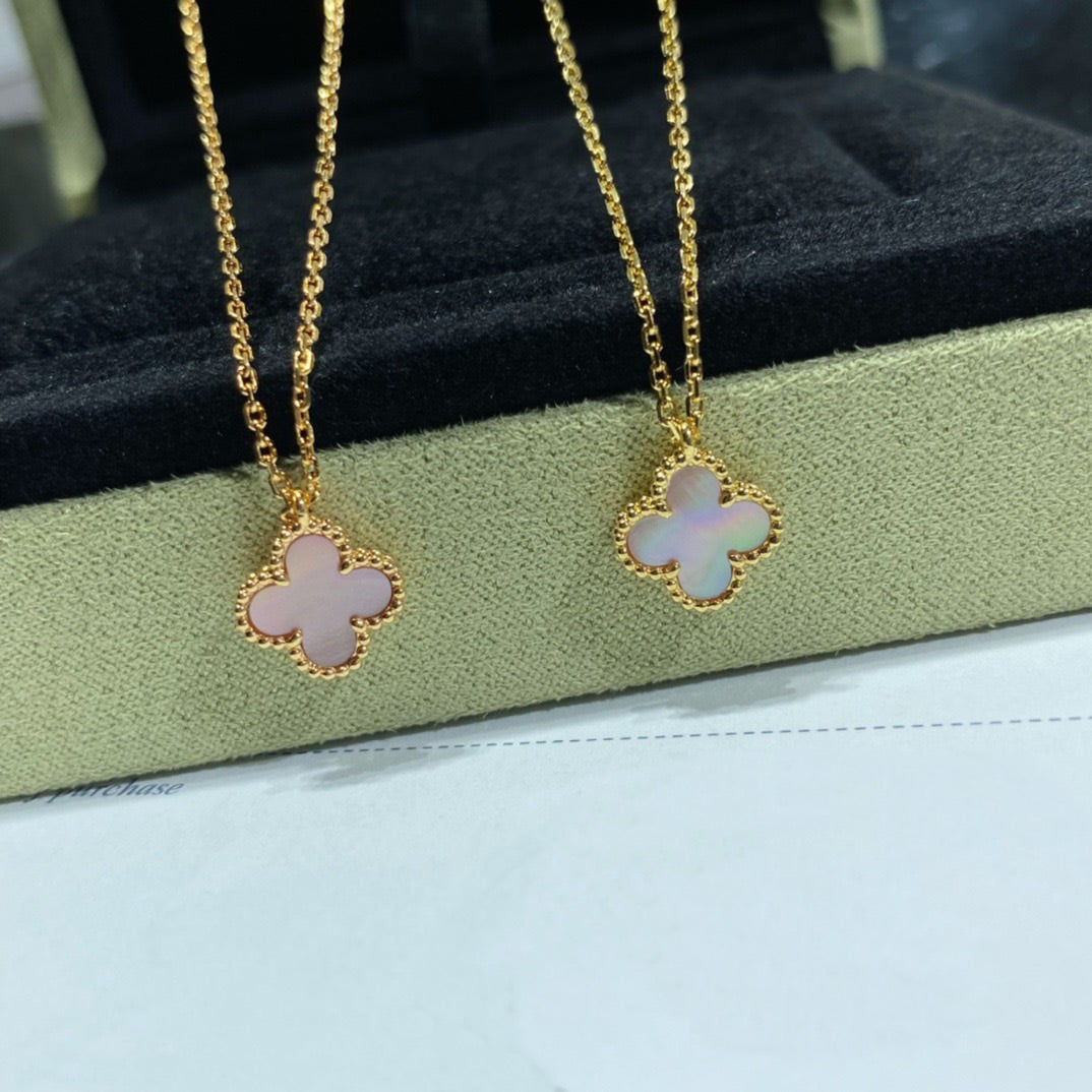 [Lumi Jewelry]CLOVER 15MM PINK MOTHER-OF-PEARL SINGLE FLOWER NECKLACE