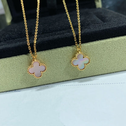 [Lumi Jewelry]CLOVER 15MM PINK MOTHER-OF-PEARL SINGLE FLOWER NECKLACE