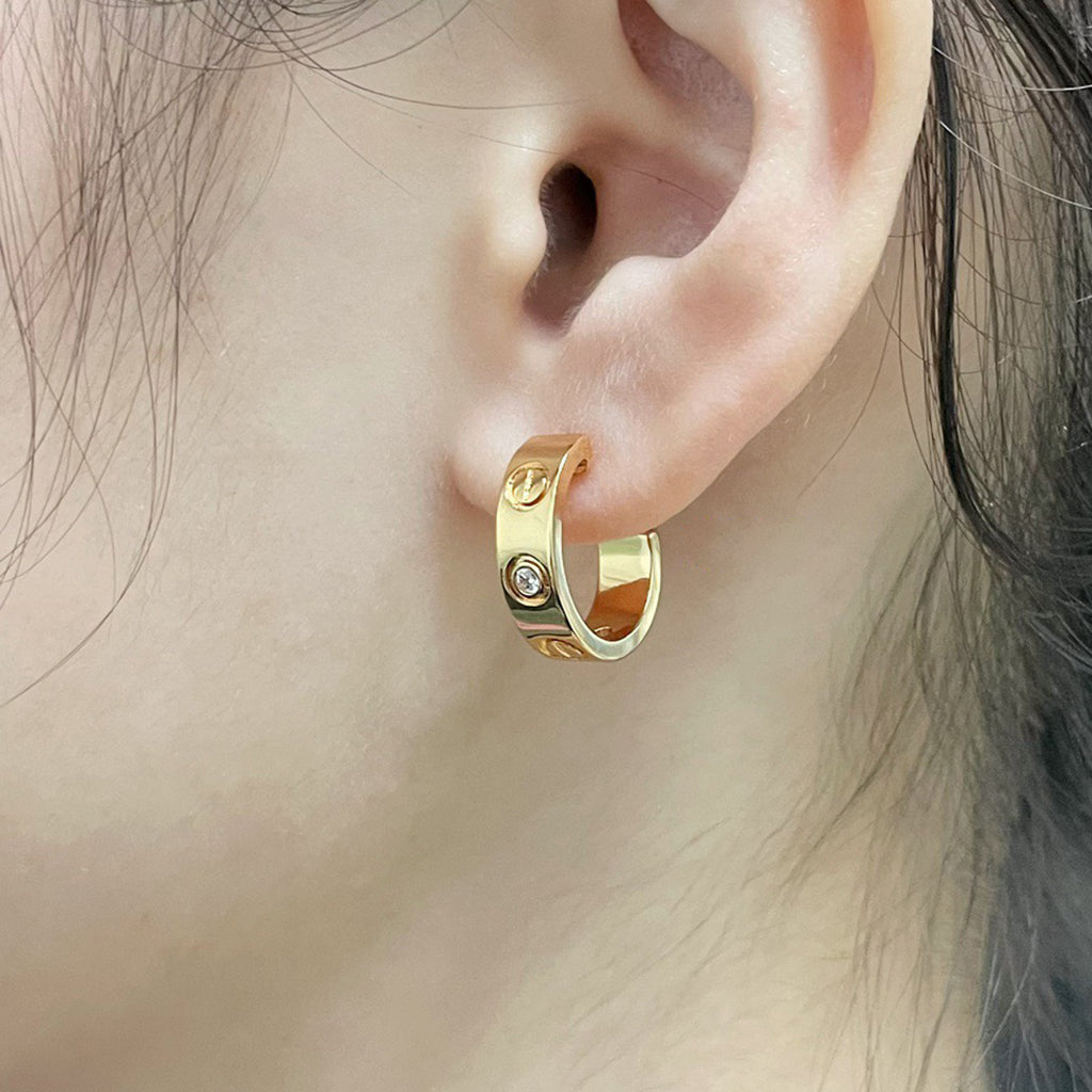 [Lumi Jewelry]LOVE EARRINGS 5.7MM 2 DIAMONDS