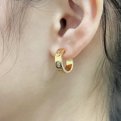 [Lumi Jewelry]LOVE EARRINGS 5.7MM 2 DIAMONDS
