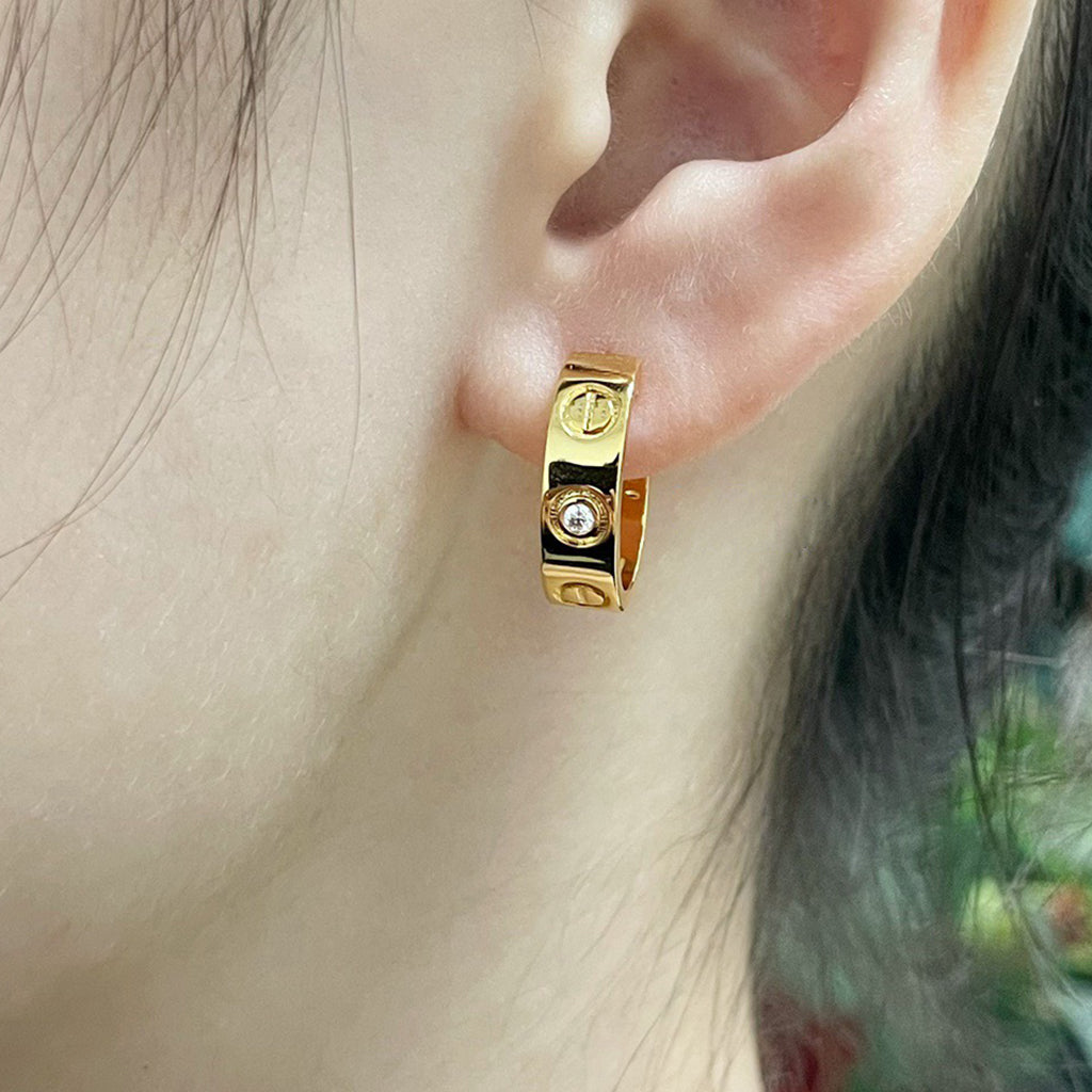 [Lumi Jewelry]LOVE EARRINGS 5.7MM 2 DIAMONDS