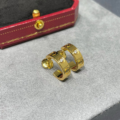 [Lumi Jewelry]LOVE EARRINGS 5.7MM 2 DIAMONDS